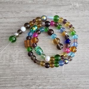 005 Multi- color, multi-size glass beads for jewelry making - 15 inch strand